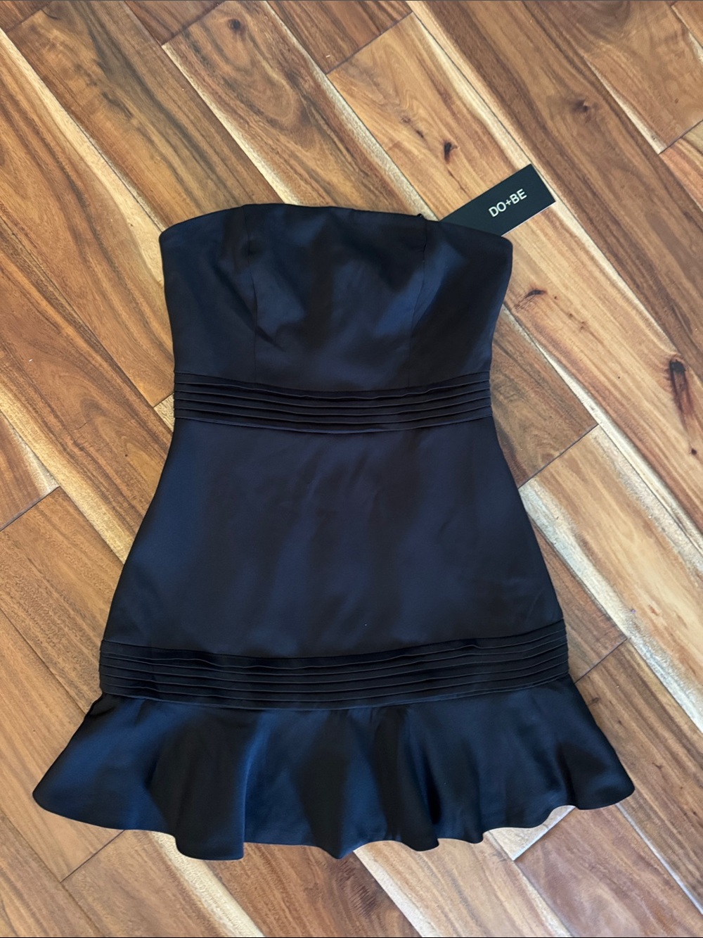 DO + BE Black strapless satin dress, size S-NWT